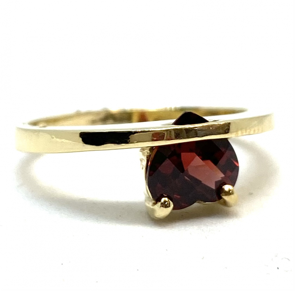 Bague pour femme en or 14K, grenat 7x7mm coupe coeur - BG0230 - Divers