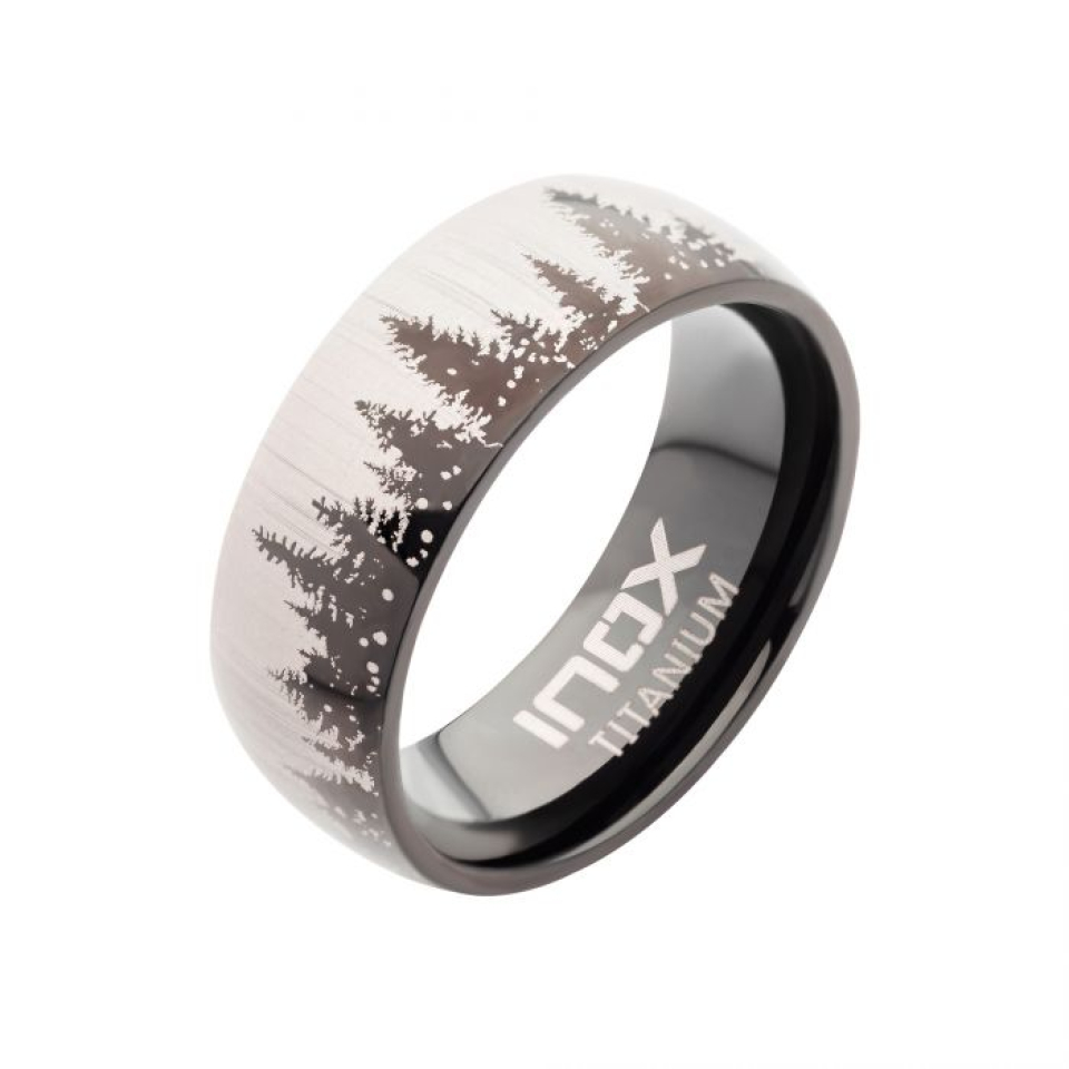 Bague pour homme en titanium, arbres - TIFR9004-09 - Inox