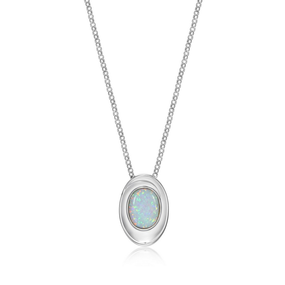 Pendentif pour femme en argent 925, opale fabriquée en laboratoire - R0LBYT3946 - ELLE