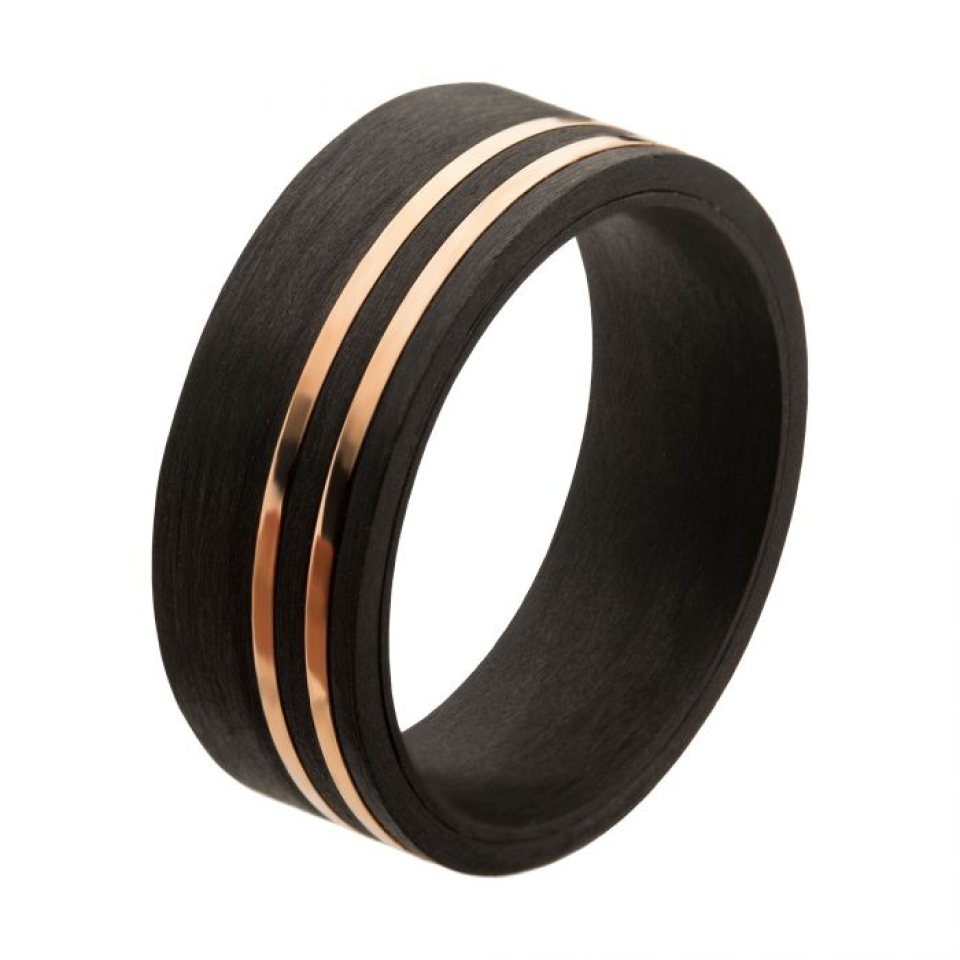 Bague pour homme en fibre de carbone et stainless - FR61445-09 - Inox