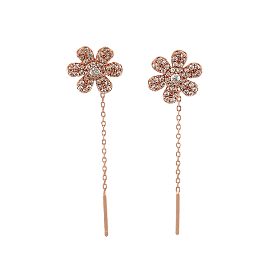Boucles d'oreilles pour femme en argent 925, cubic zirconium, fleurs - BO-MARGUERITE-S - Pinkalie