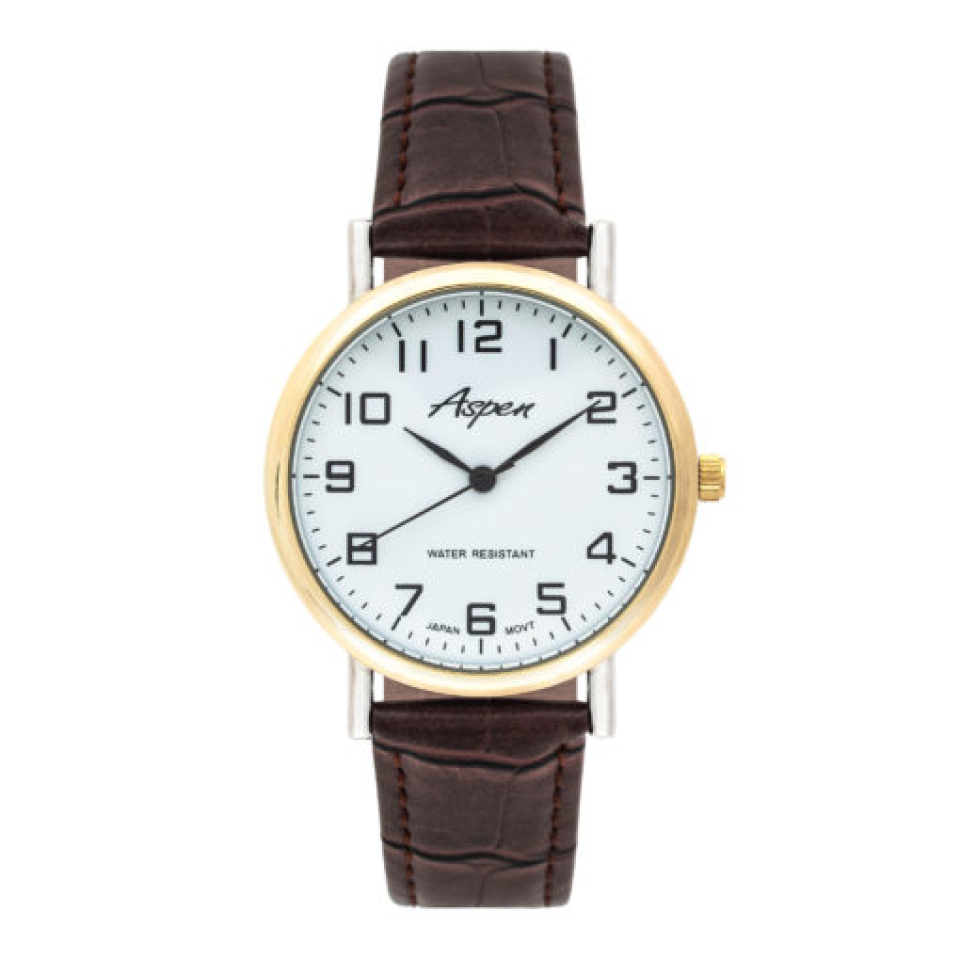 Montre pour homme, bracelet en imitation de cuir - AP3041-BR - Aspen
