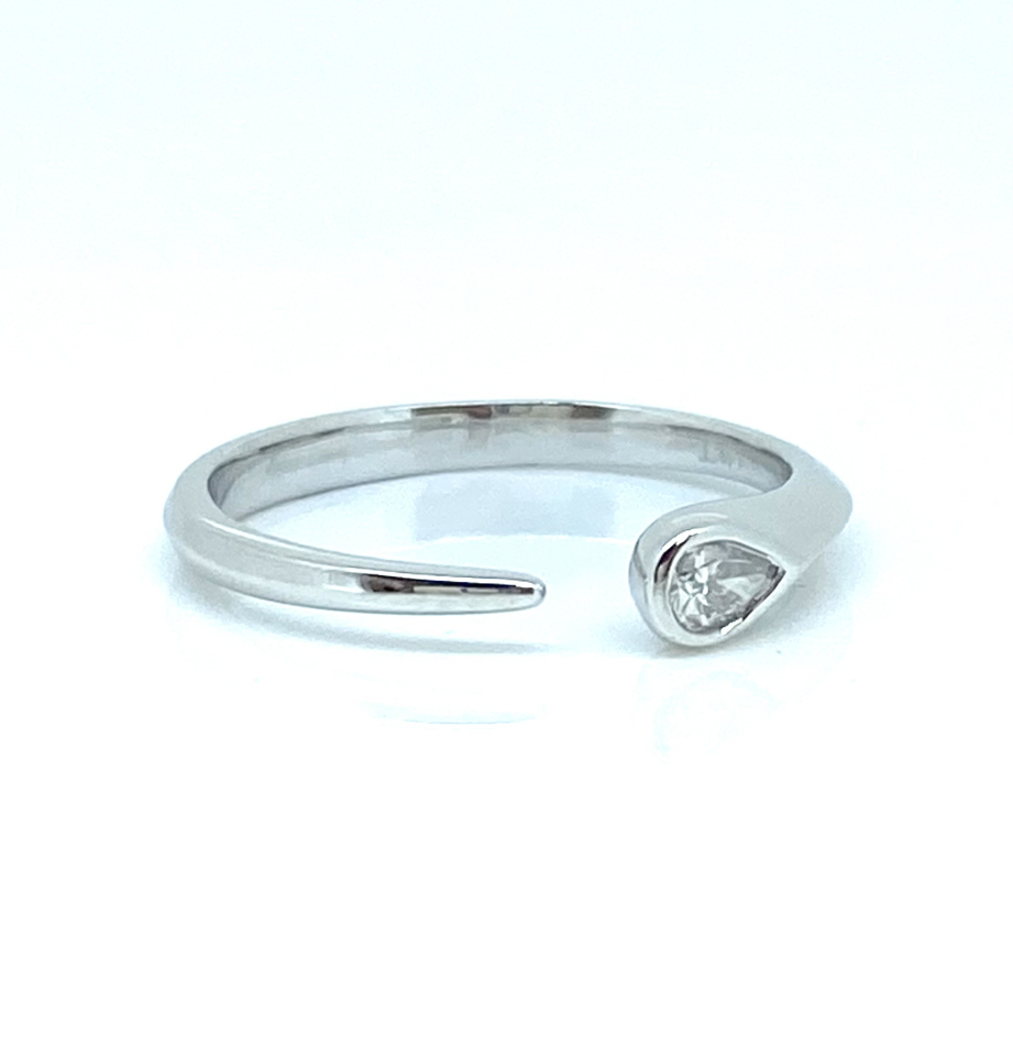 Bague pour femme en or 14k, 1 diamant de taille poire pour 0.12 carat - SRM-R120566-30 - Divers