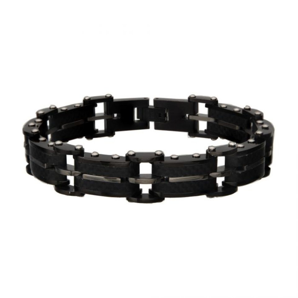 Bracelet pour homme en stainless et fibre de carbone