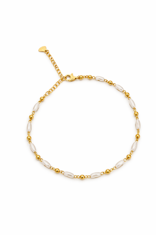 Chevillère pour femme en stainless, perles - CHEV-NATH019-G - Nathalie Belanger